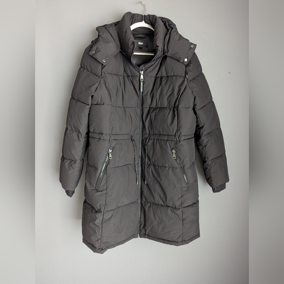 DKNY Black Puffer Jacket Women's Size XXL. Winter Puffer Coat With Hood. - Picture 2 of 9